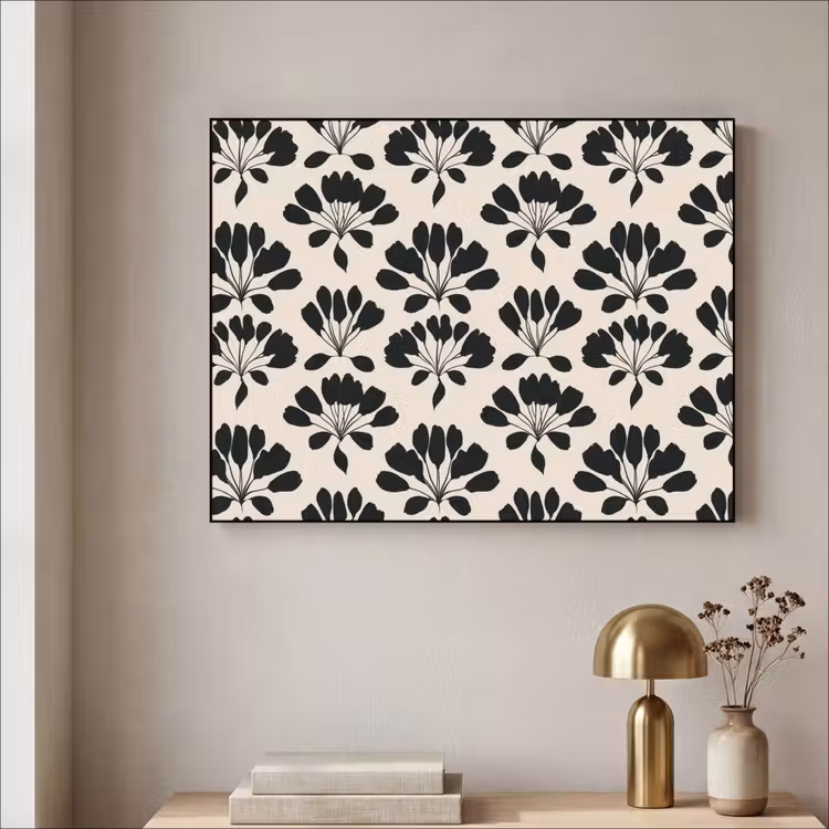 Abstract - Patroon - Zwart Textielframe zwart klein 947 -sfeer2