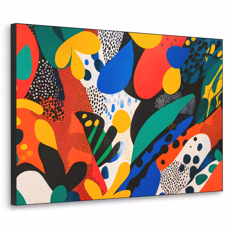 Abstract - Planten - Vormen - Kleurrijk Textielframe zwart klein -3d