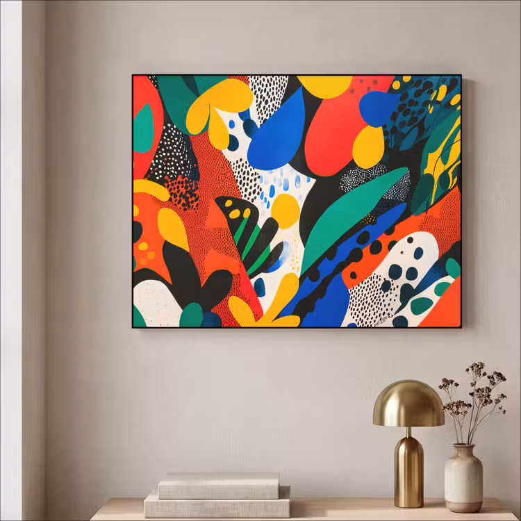 Abstract - Planten - Vormen - Kleurrijk Textielframe - compleet frame klein -sfeer2