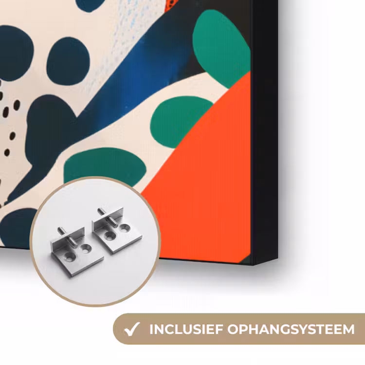 Abstract - Planten - Vormen - Kleurrijk Textielframe zwart klein -USP_ophangsysteemNL