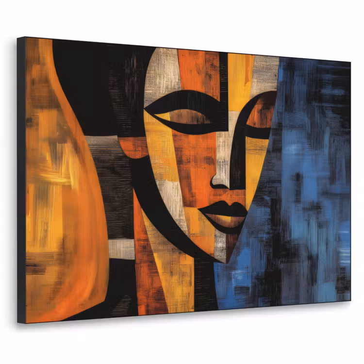 Abstract - Portret - Kleurvakken Textielframe - compleet frame klein -3d