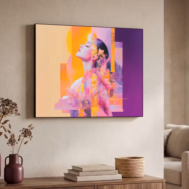 Abstract - Portret - Vrouw - Kleurrijk Textielframe - compleet frame klein -sfeer3