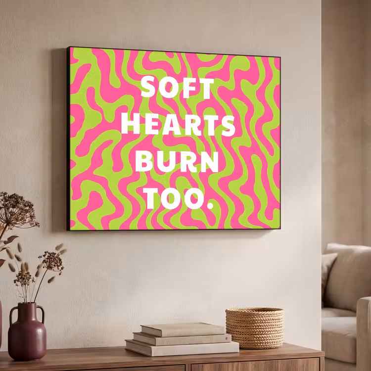 Abstract - Quote - Centraal - Roze Textielframe zwart klein -sfeer3