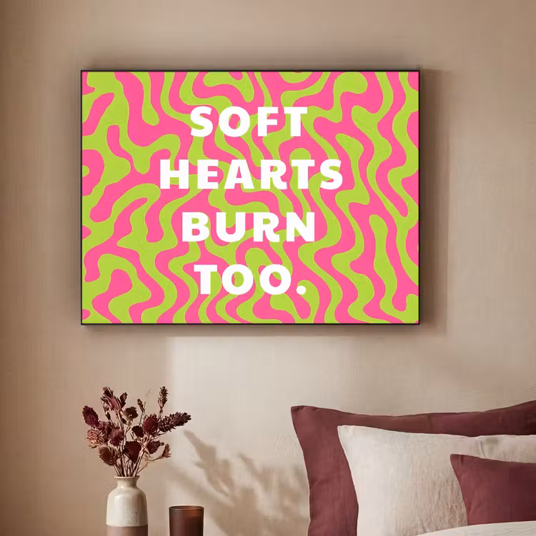 Abstract - Quote - Centraal - Roze Textielframe - compleet frame klein -sfeer1