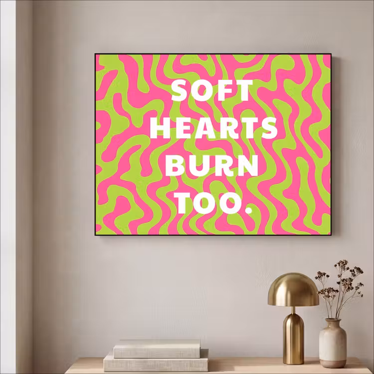 Abstract - Quote - Centraal - Roze Textielframe - compleet frame klein -sfeer2
