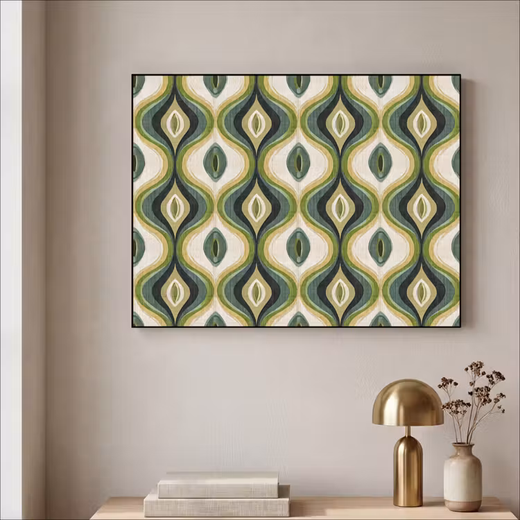 Abstract - Ritmisch - Groen Textielframe zwart klein 947 -sfeer2