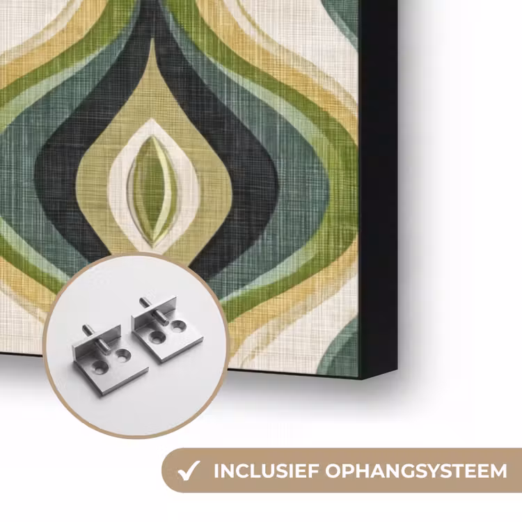 Abstract - Ritmisch - Groen Textielframe zwart klein 947 -USP_ophangsysteemNL