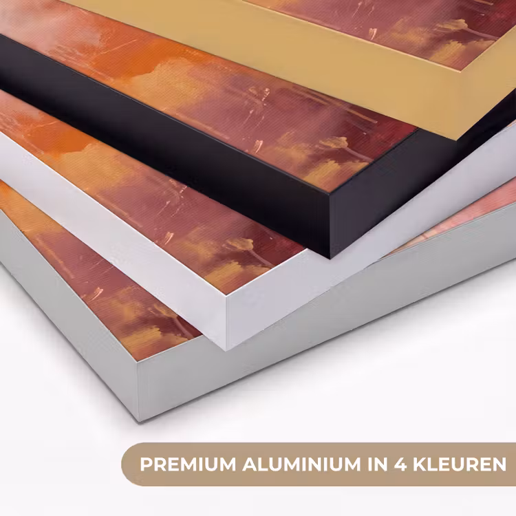 Abstract - Rood - Goud - Modern - Kunst Textielframe zwart klein -USP_kleurenNL