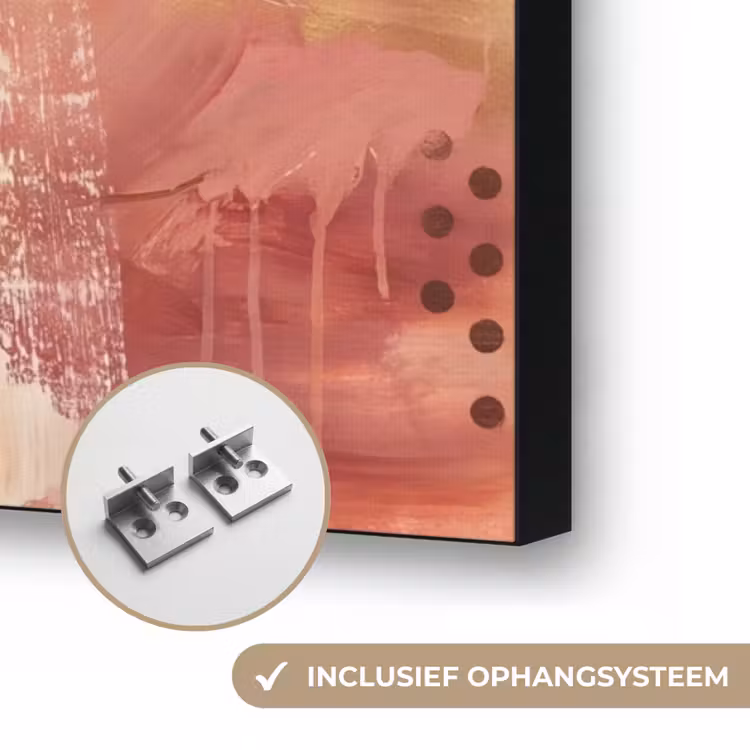 Abstract - Rood - Goud - Modern - Kunst Textielframe zwart klein -USP_ophangsysteemNL