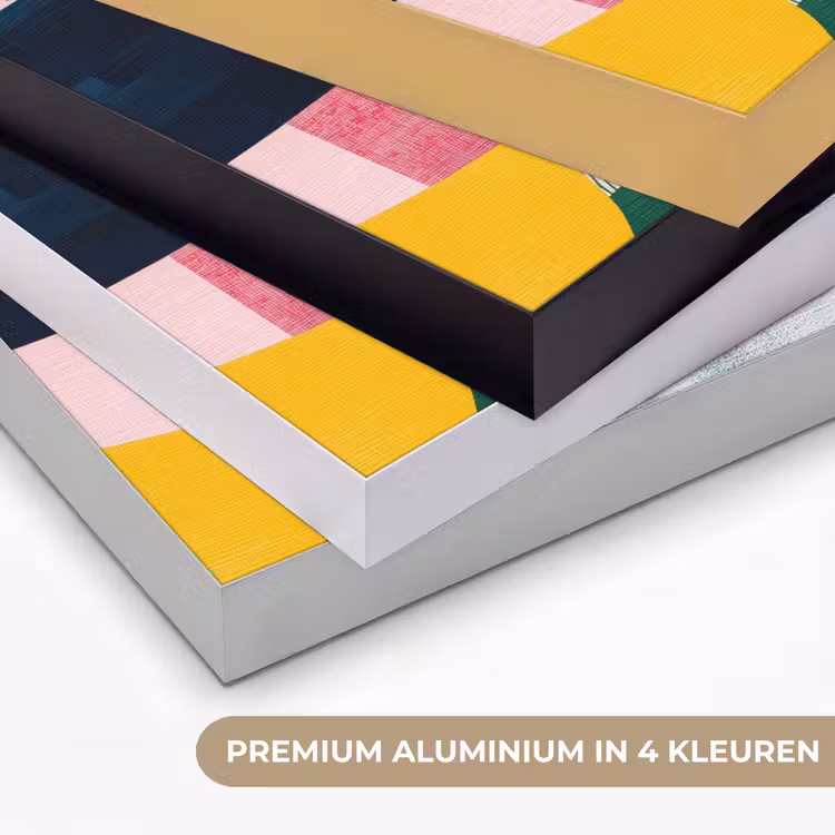 Abstract - Roze - Lappen - Vormen - Geel Textielframe zwart klein -USP_kleurenNL