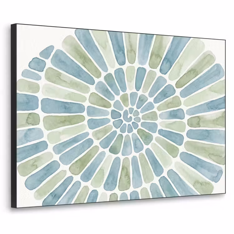 Abstract - Spiraal - Patroon - Modern - Blauw-Groen Textielframe zwart klein -3d