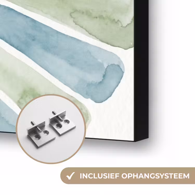 Abstract - Spiraal - Patroon - Modern - Blauw-Groen Textielframe zwart klein -USP_ophangsysteemNL