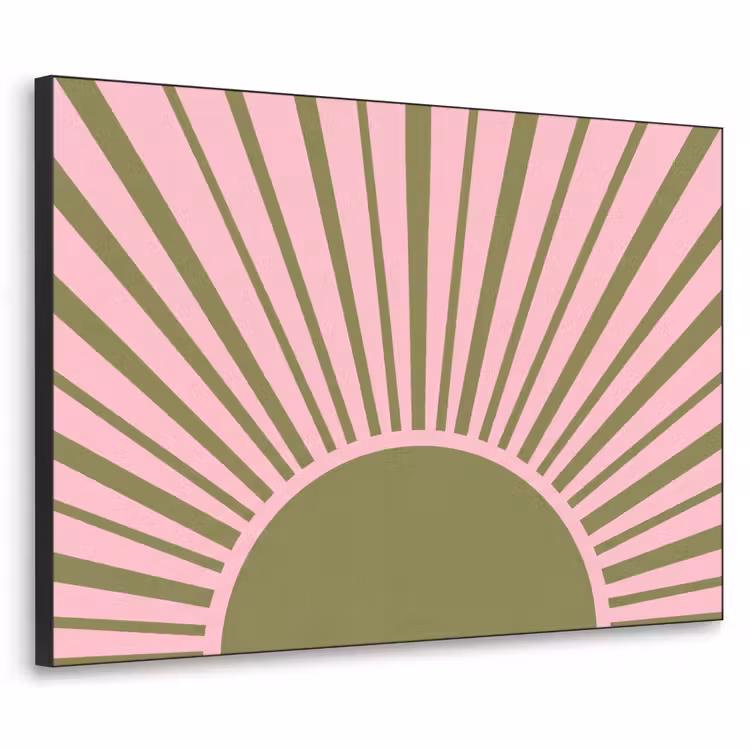 Abstract - Stralen - Grafisch - Roze - Groen Textielframe zwart klein -3d