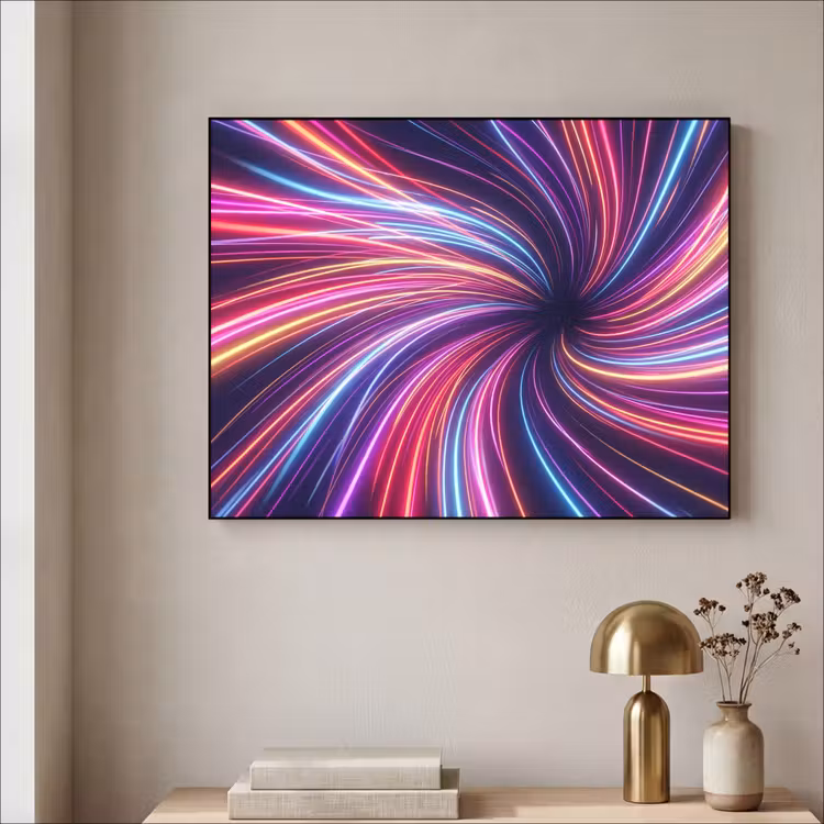 Abstract - Swirl - Futuristic - Neon Textielframe zwart klein -sfeer2