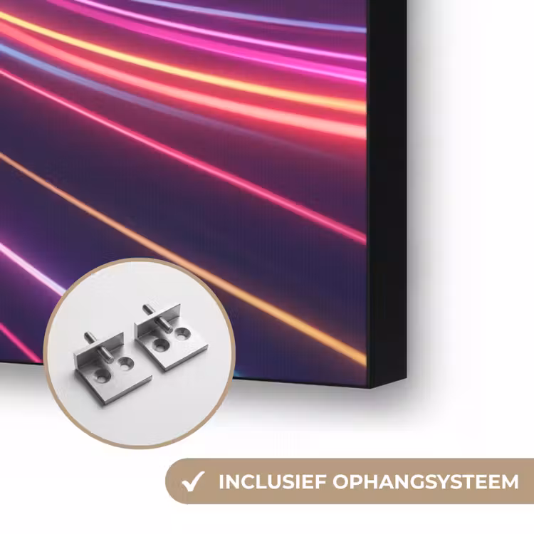 Abstract - Swirl - Futuristic - Neon Textielframe zwart klein -USP_ophangsysteemNL