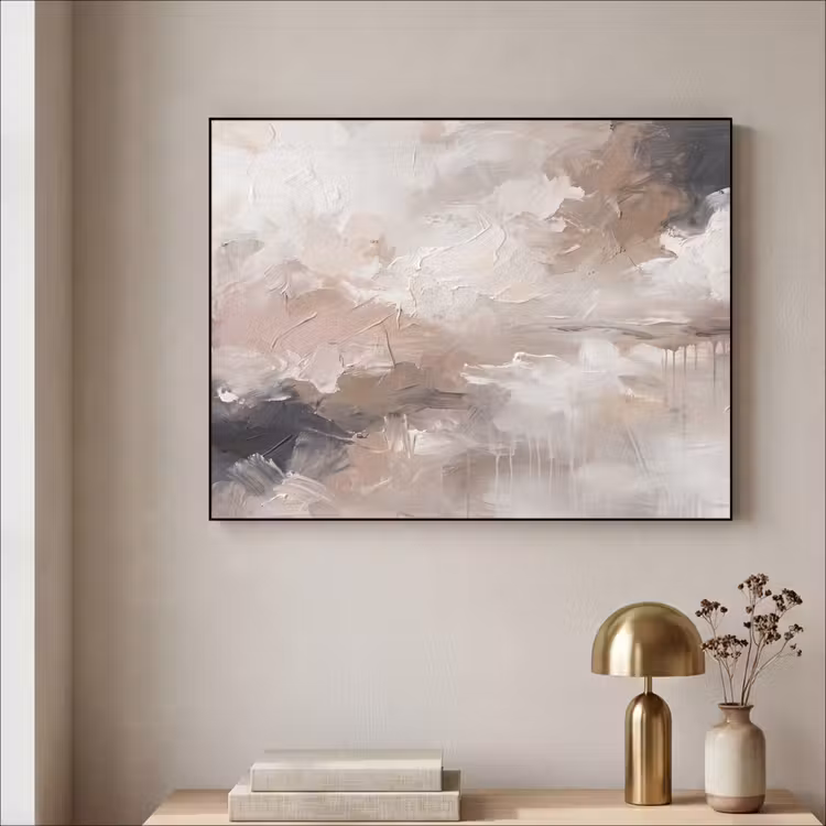 Abstract - Textuur - Kunst - Modern - Beige Textielframe zwart klein -sfeer2