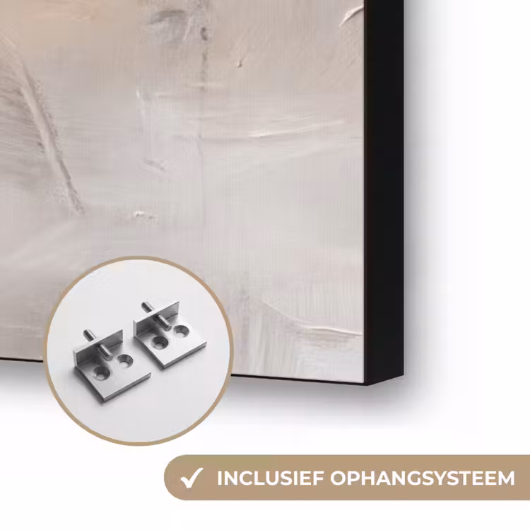 Abstract - Textuur - Kunst - Modern - Beige Textielframe zwart klein -USP_ophangsysteemNL