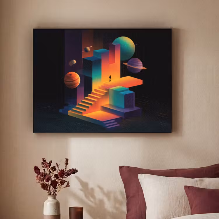 Abstract - Trappen - Mens - Planeten Textielframe - compleet frame klein -sfeer1