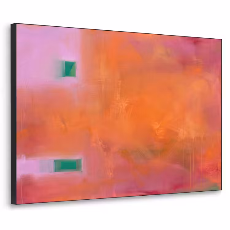 Abstract - Vlakken - Kunst - Modern - Oranje Textielframe zwart klein -3d