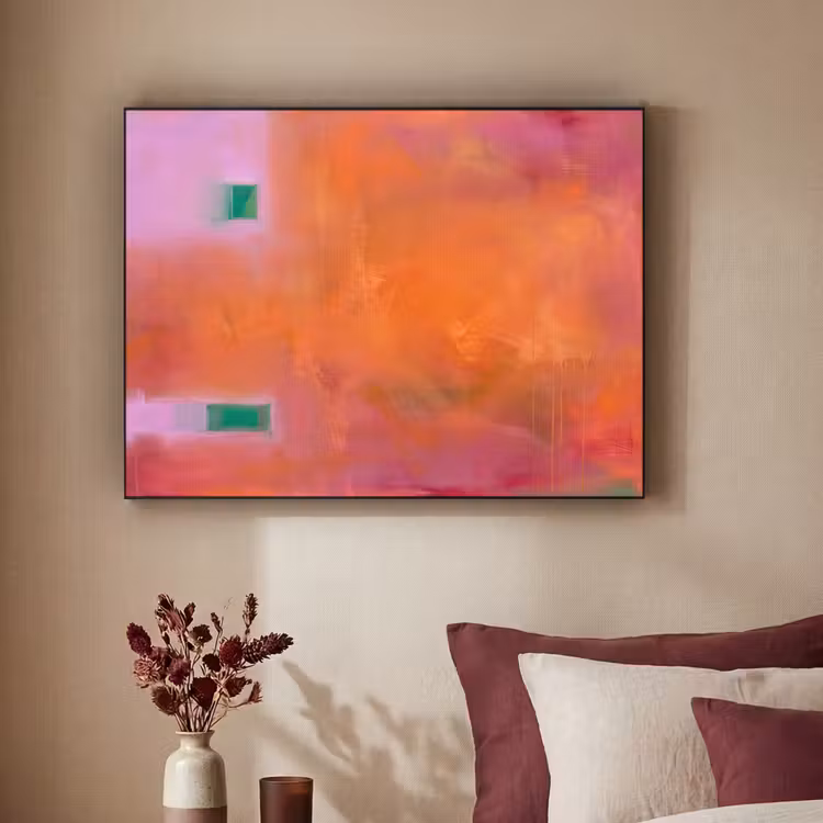 Abstract - Vlakken - Kunst - Modern - Oranje Textielframe zwart klein -sfeer1