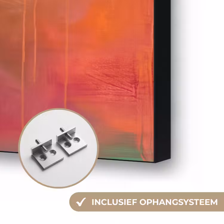 Abstract - Vlakken - Kunst - Modern - Oranje Textielframe zwart klein -USP_ophangsysteemNL