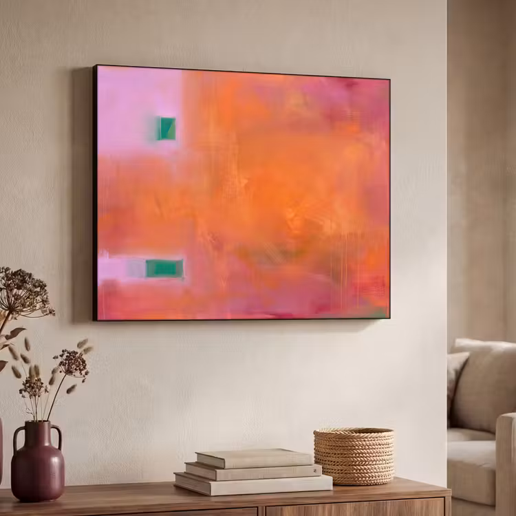 Abstract - Vlakken - Kunst - Modern - Oranje Textielframe zwart klein -sfeer3
