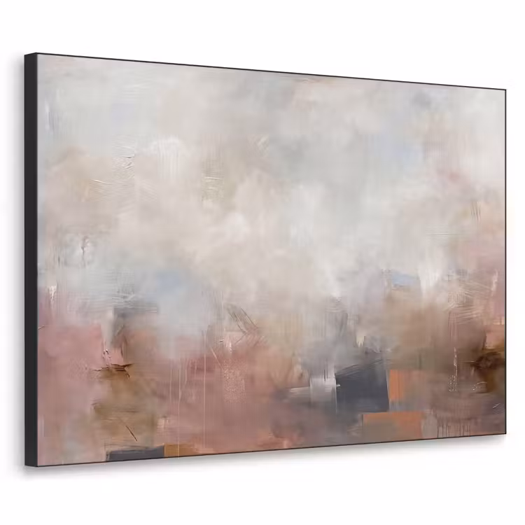 Abstract - Vloeiend - Kunst - Modern - Beige Textielframe zwart klein -3d