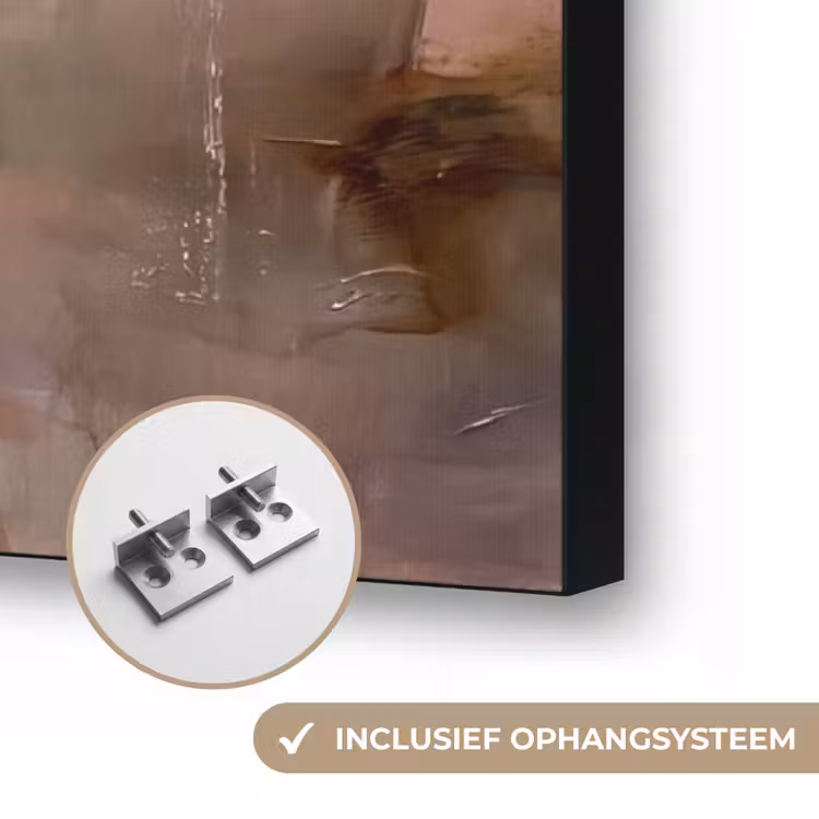 Abstract - Vloeiend - Kunst - Modern - Beige Textielframe zwart klein -USP_ophangsysteemNL