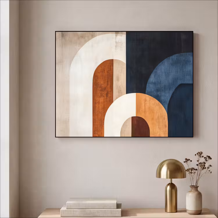 Abstract - Vormen - Donkerblauw Textielframe - compleet frame klein -sfeer2