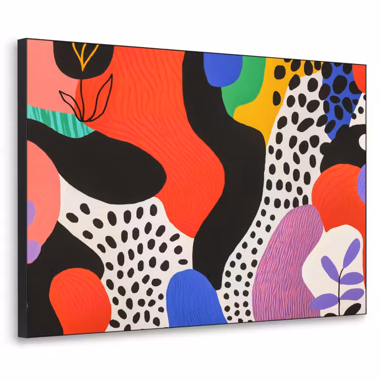Abstract - Vormen - Kleuren - Stippen Textielframe - compleet frame klein -3d