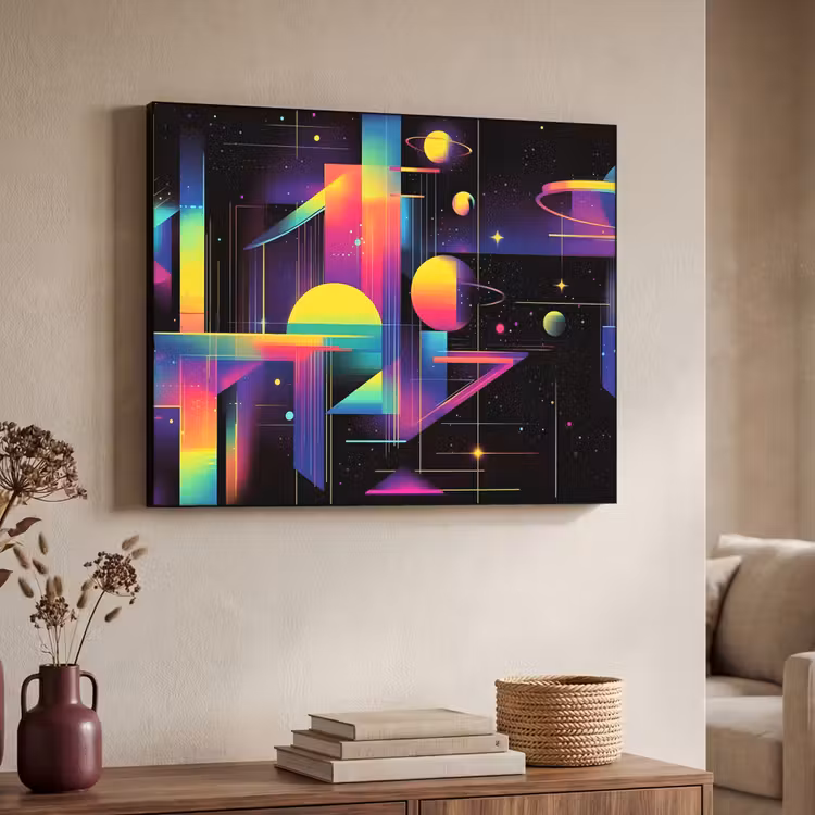 Abstract - Vormen - Kleurrijk - Lijnen Textielframe - compleet frame klein -sfeer3