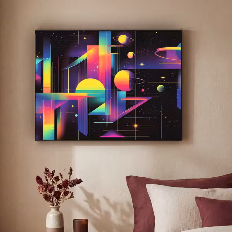 Abstract - Vormen - Kleurrijk - Lijnen Textielframe - compleet frame klein -sfeer1