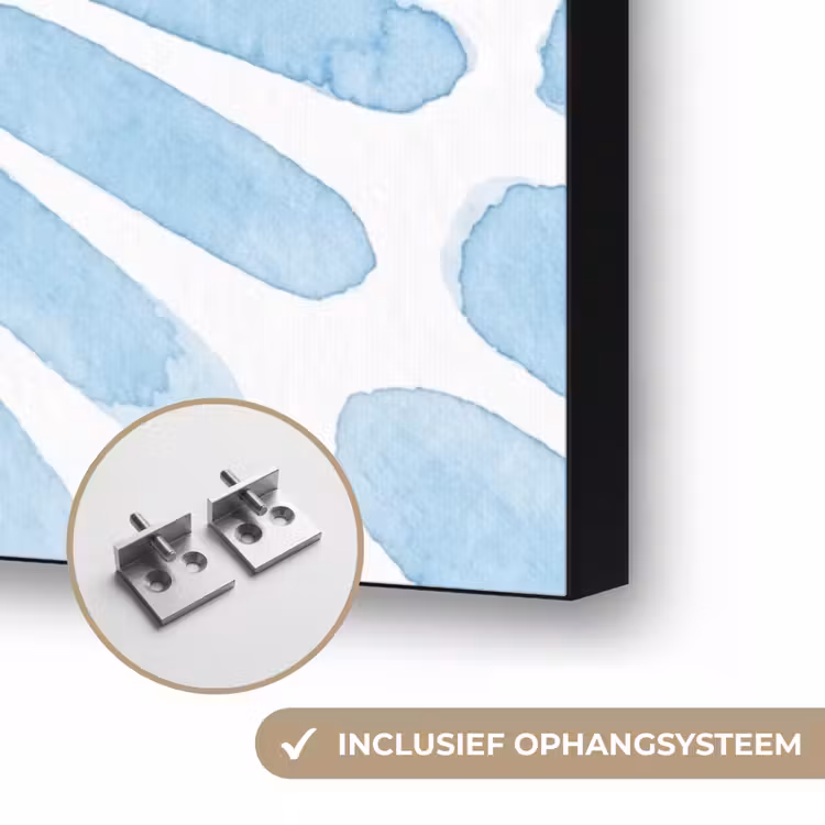 Abstract - Vormen - Kunst - Aquarel - Blauw Textielframe zwart klein -USP_ophangsysteemNL