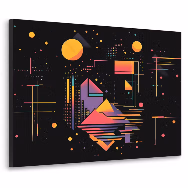 Abstract - Vormen - Lijnen - Kleurrijk Textielframe zwart klein -3d