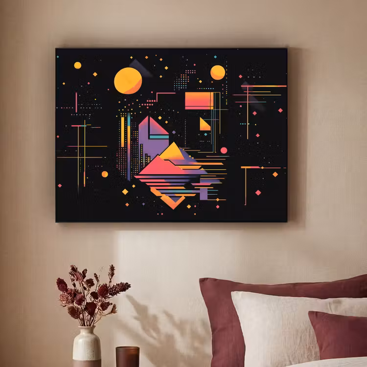 Abstract - Vormen - Lijnen - Kleurrijk Textielframe - compleet frame klein -sfeer1