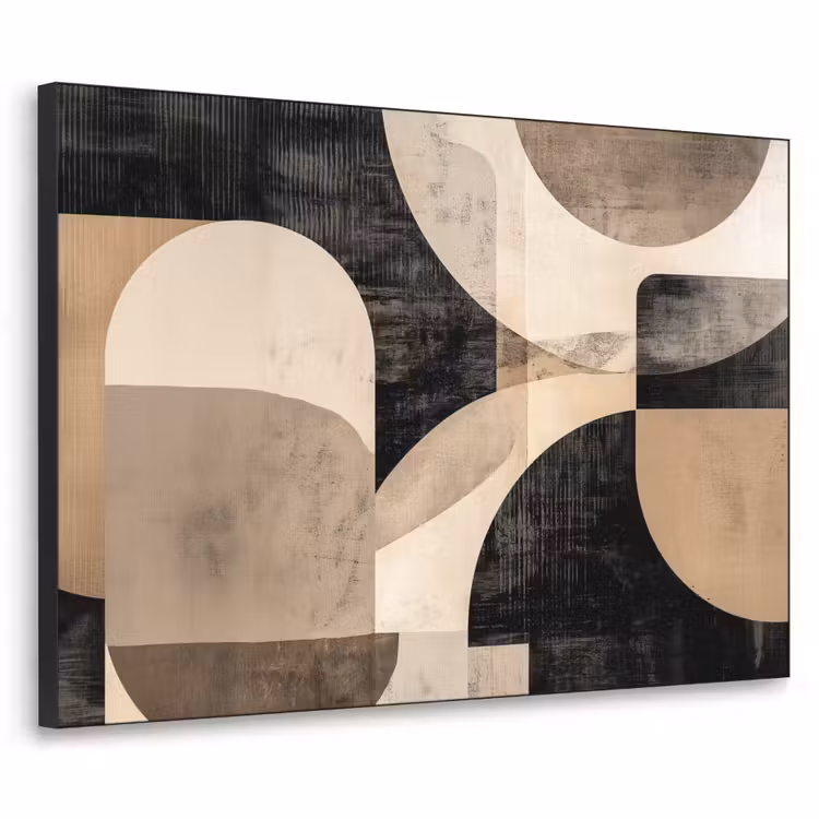 Abstract - Vormen - Modern - Beige Textielframe - compleet frame klein -3d