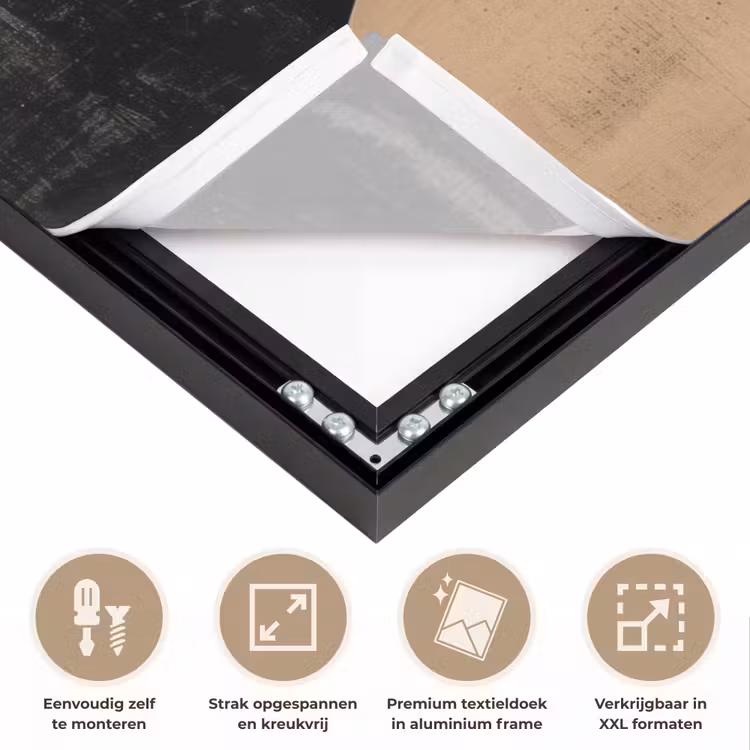 Abstract - Vormen - Modern - Beige Textielframe zwart klein -USP_feed_closeupNL