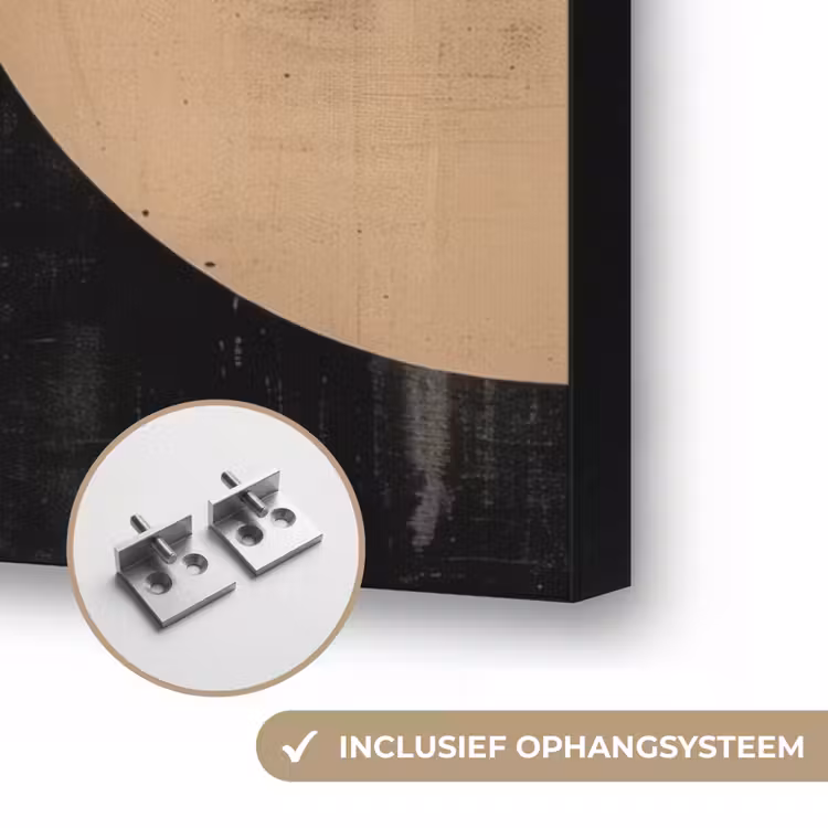 Abstract - Vormen - Modern - Beige Textielframe zwart klein -USP_ophangsysteemNL