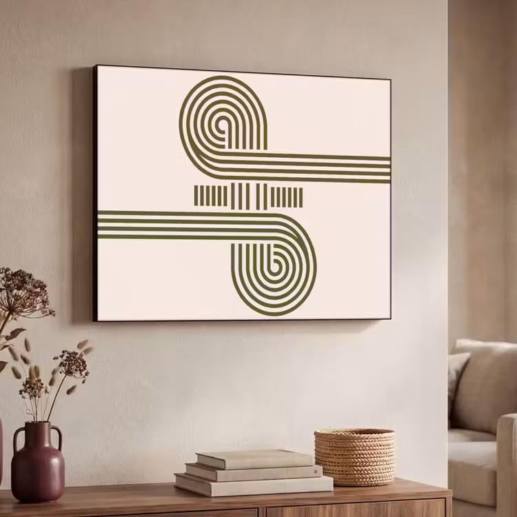 Abstract - Vormen - Modern - Groen Textielframe zwart klein -sfeer3