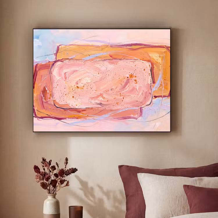 Abstract - Vormen - Modern - Roze Textielframe zwart klein -sfeer1