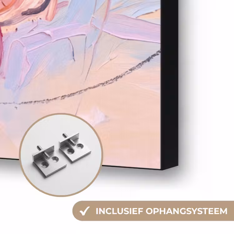 Abstract - Vormen - Modern - Roze Textielframe zwart klein -USP_ophangsysteemNL