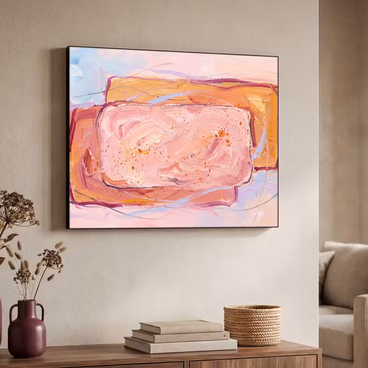 Abstract - Vormen - Modern - Roze Textielframe zwart klein -sfeer3
