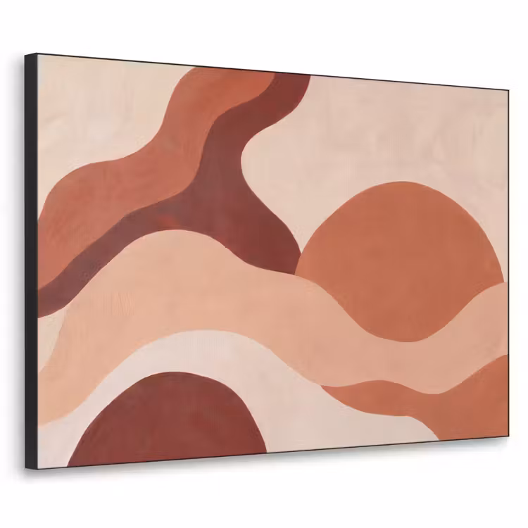 Abstract - Vormen - Organisch - Aardetinten - Modern Textielframe zwart klein -3d