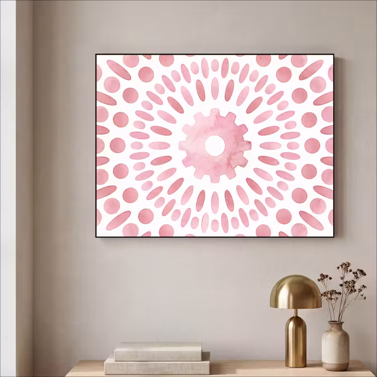 Abstract - Vormen - Patroon - Aquarel - Roze Textielframe zwart klein -sfeer2