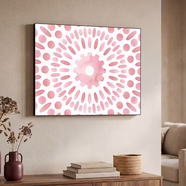 Abstract - Vormen - Patroon - Aquarel - Roze Textielframe zwart klein -sfeer3