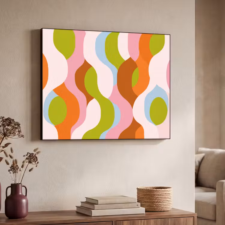 Abstract - Vormen - Roze Textielframe - compleet frame klein -sfeer3