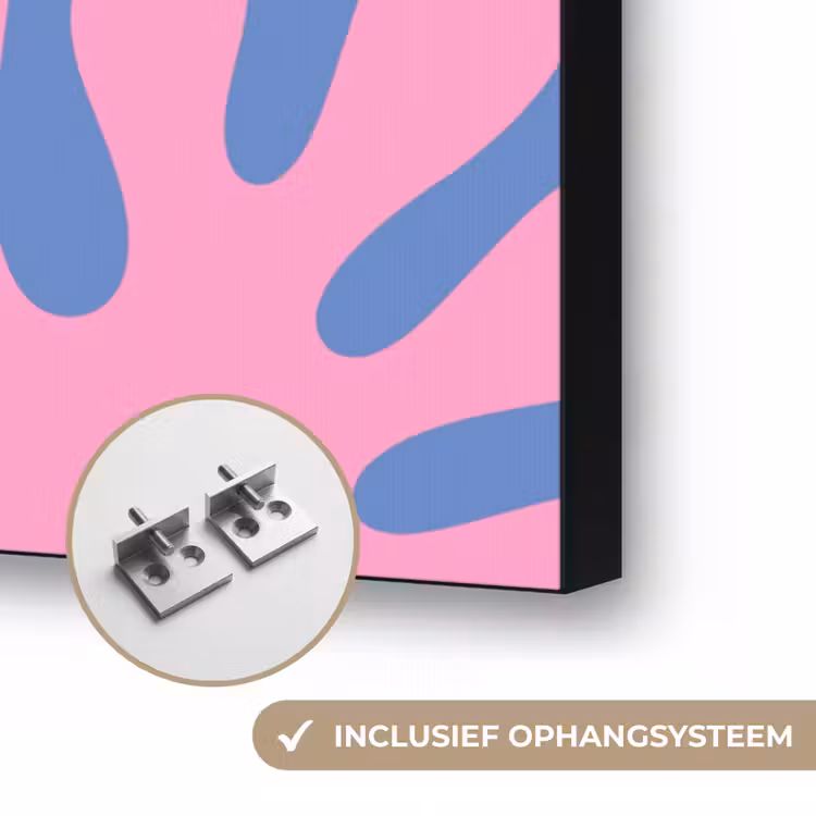 Abstract - Vormen - Roze - Blauw Textielframe zwart klein -USP_ophangsysteemNL