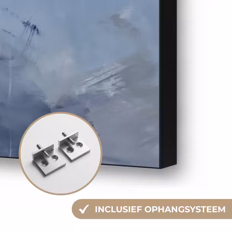Abstract - Wolken - Modern - Blauw - Kunst Textielframe zwart klein -USP_ophangsysteemNL