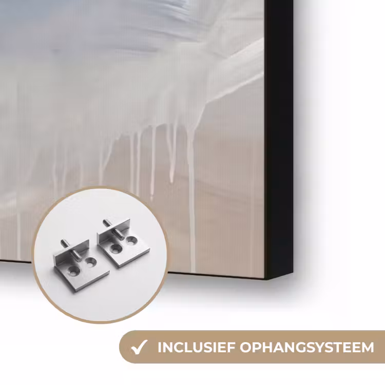Abstract - Wolken - Sfeer - Modern - Beige Textielframe zwart klein -USP_ophangsysteemNL
