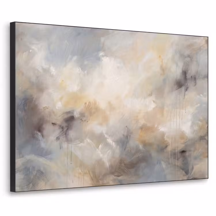 Abstract - Wolken - Sfeervol - Beige - Grijs Textielframe zwart klein -3d